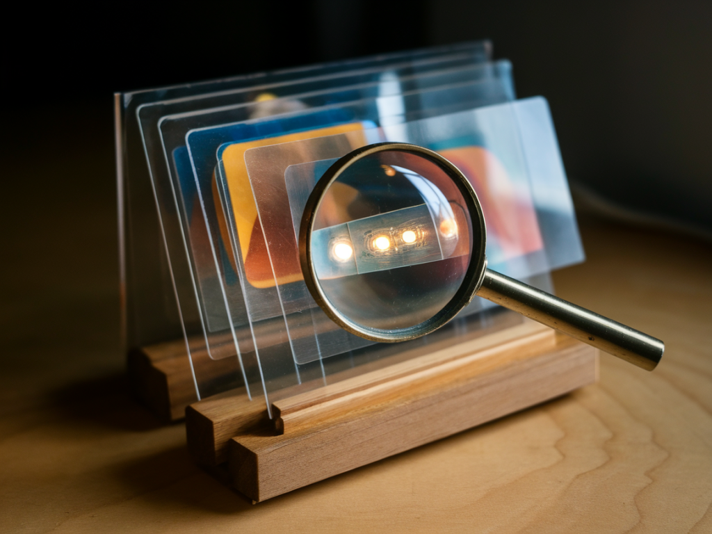 How to rig a postcard-sized optical peep show using acetate, leds and a phone flashlight