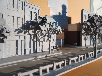 How to fake depth in tiny sculptures using painted shadows and foamcore