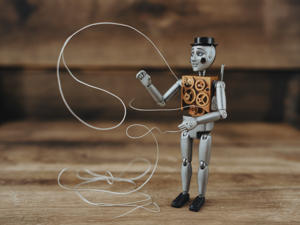 How to rig a pocket automaton with invisible thread so a character performs a clean loop without tangle