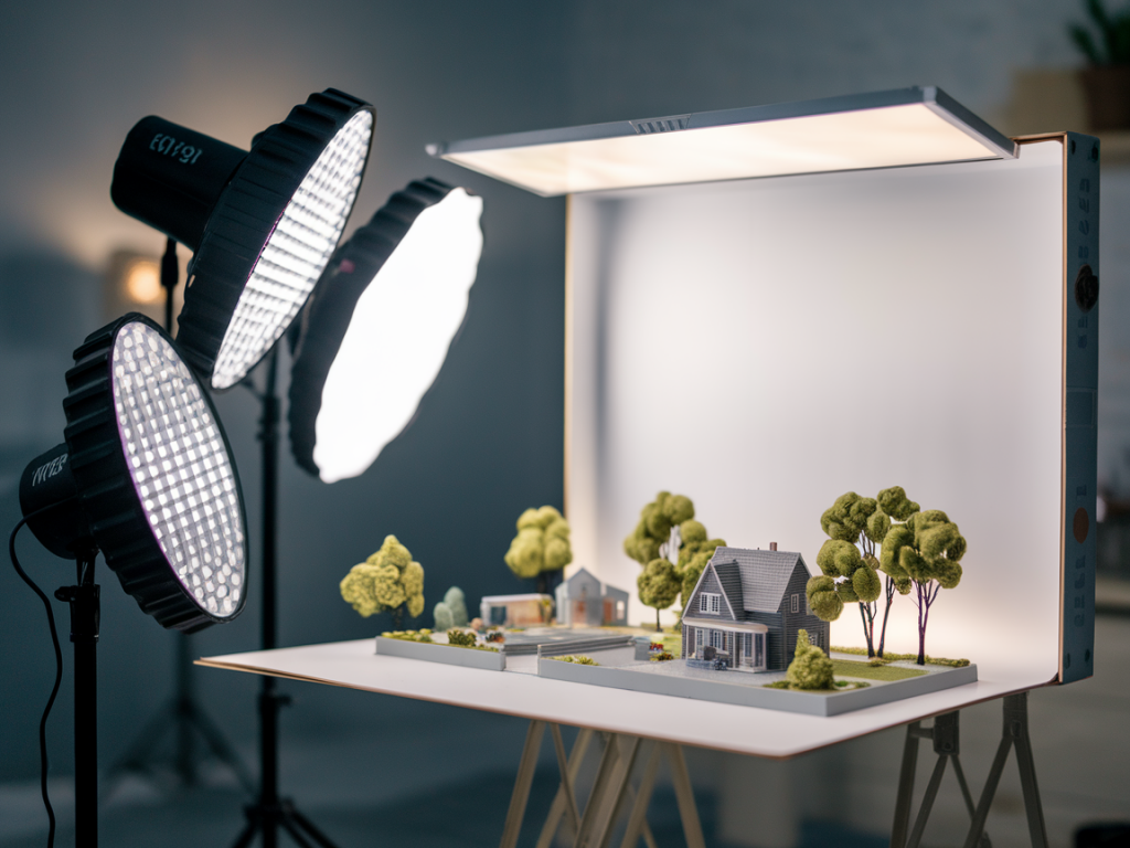 Which inexpensive leds and diffusers make a tabletop lightbox look cinematic for miniature photography