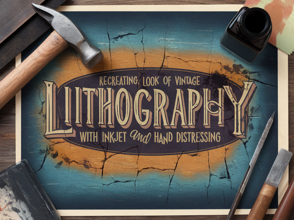 Recreating the look of vintage lithography with inkjet and hand distressing