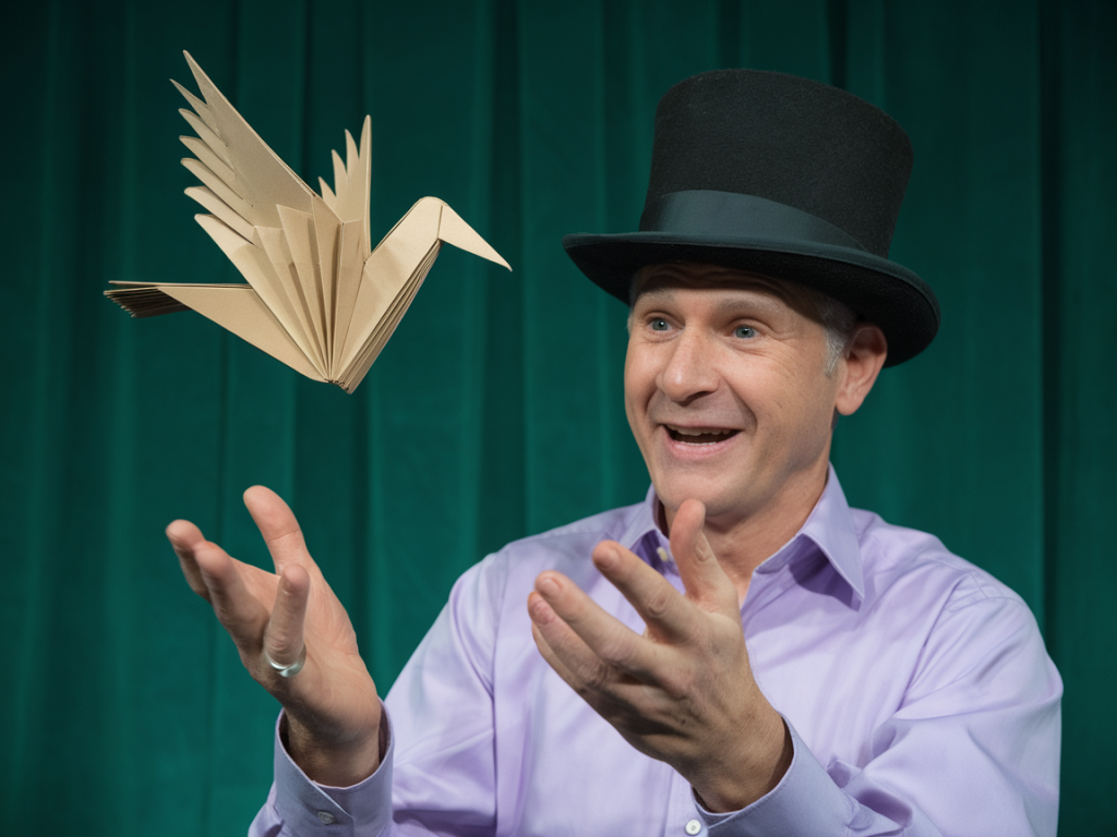 Max the magician's quick paper automaton: how to make a flipping bird with no glue