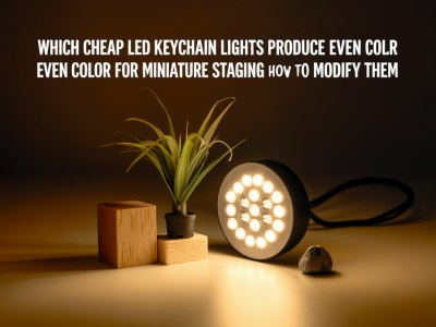 Which cheap led keychain lights produce even color for miniature staging and how to modify them